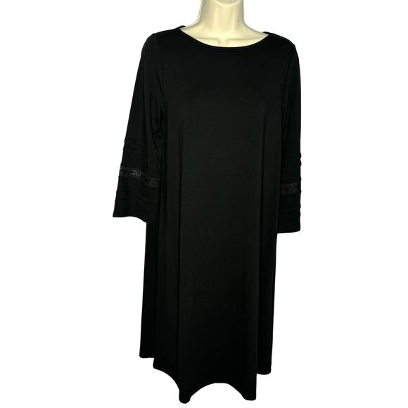 J.Jill Dresses & Skirts - J. Jill Wearever Collection Black 3/4 Flare Sleeve Knit Jersey Dress Casual S